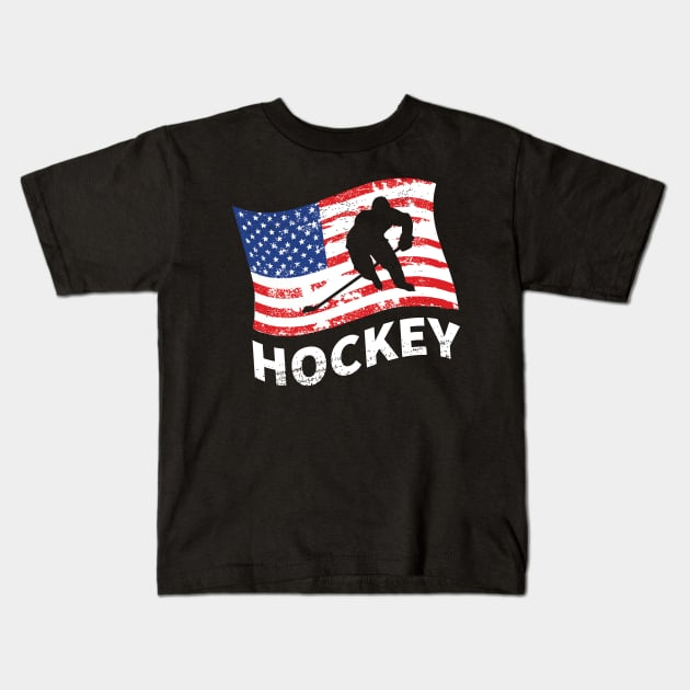 USA Hockey Player Gift Kids T-Shirt by petervanderwalk